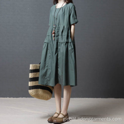 Summer Loose Dresses Women Loose Linen Big Size Casual Dress Manufactory
